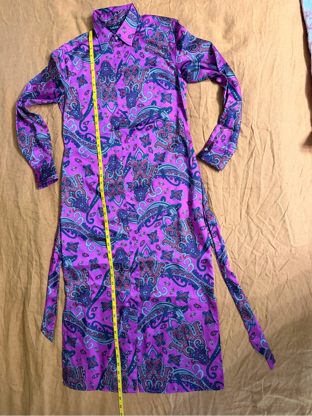 Lauren Ralph Lauren Fuchsia Paisley Maxi Shirt Dress - Picture 12 of 12